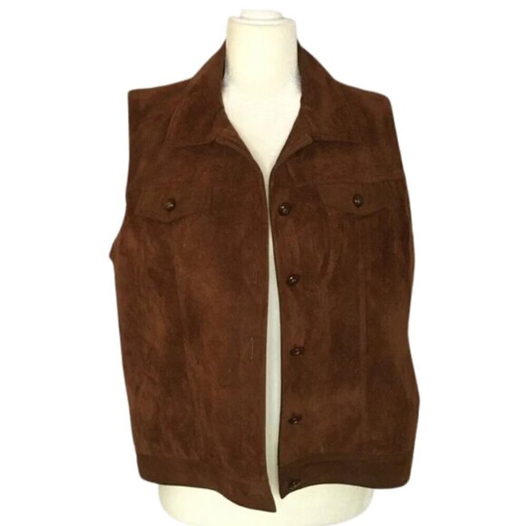 Vintage Liz Claiborne Faux Suede Front Vest - L - Picture 2 of 10